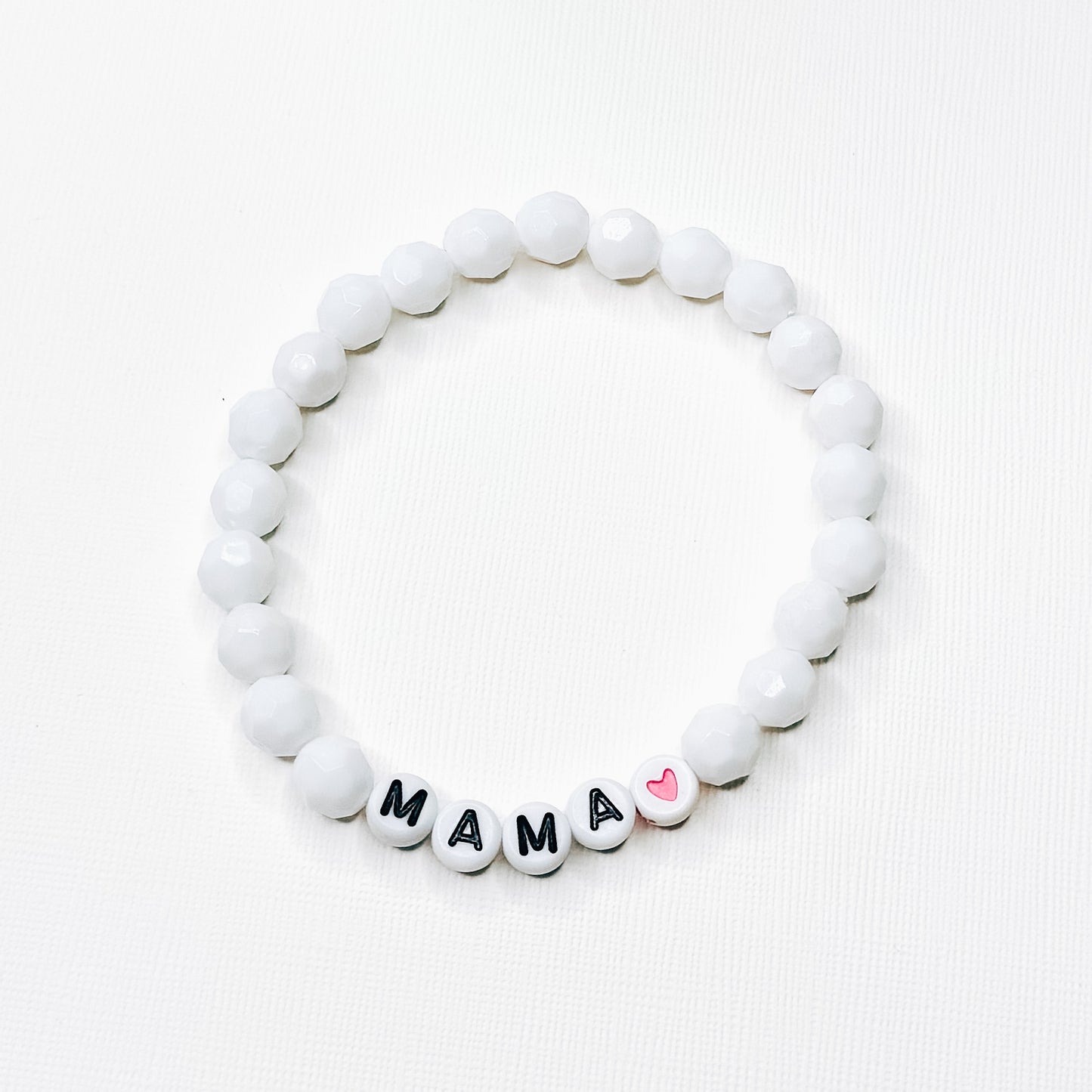 White & Pink Heart Mama Bracelet