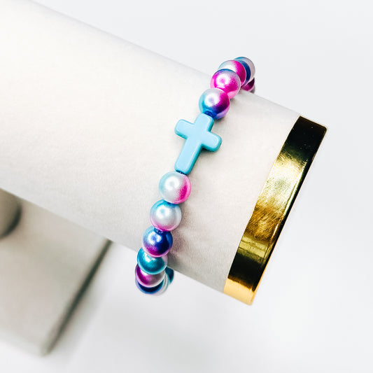 Cotton Candy Cross Bracelet