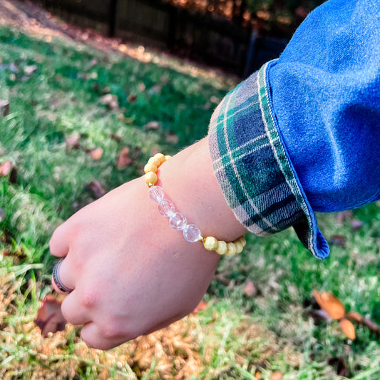 Yellow Chunky Clear Accent Bracelet