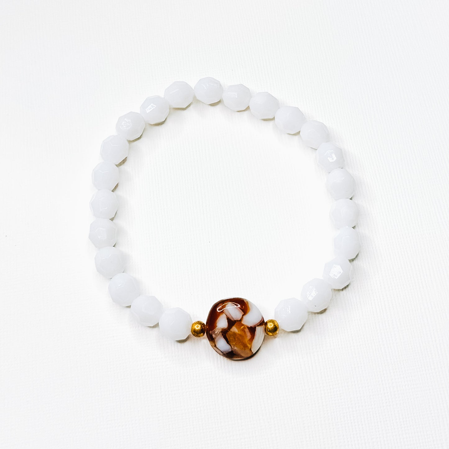 White & Brown Mix Stone Bracelet