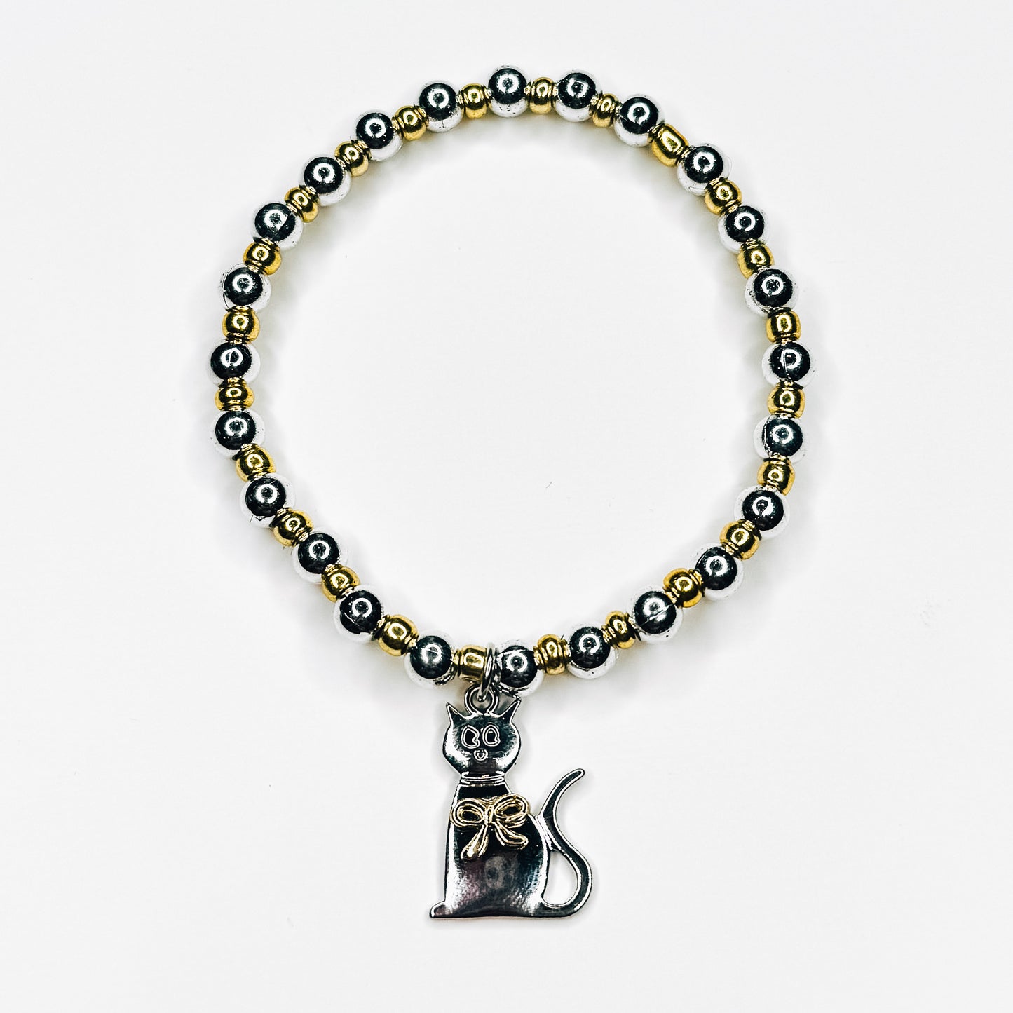 Gold & Silver Cat Charm Bracelet