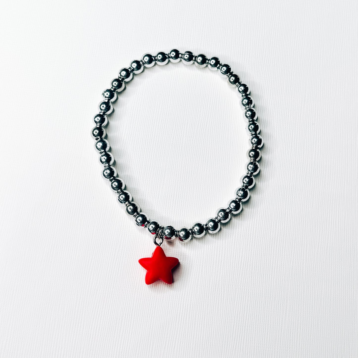 Silver & Red Star Charm Bracelet