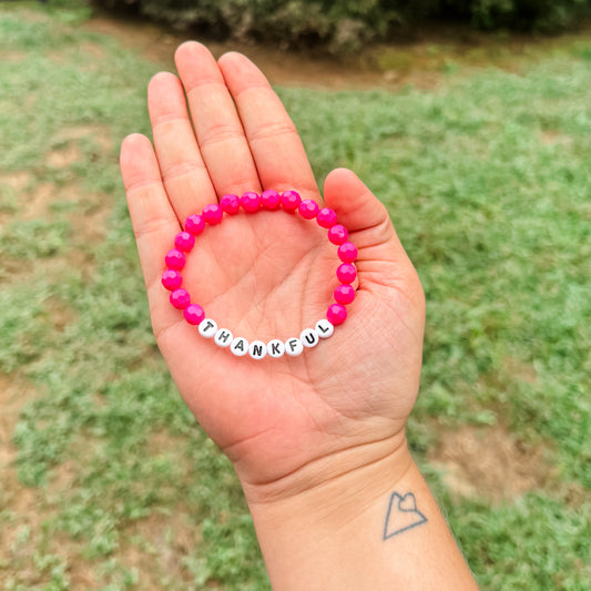 Thankful Hot Pink Bracelet