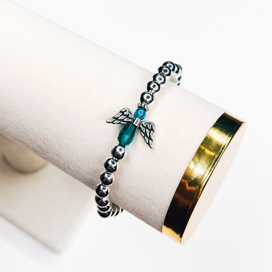 Teal & Silver Angel Bracelet