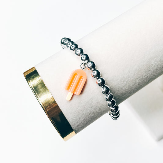 Orange & Silver Popsicle Charm Bracelet