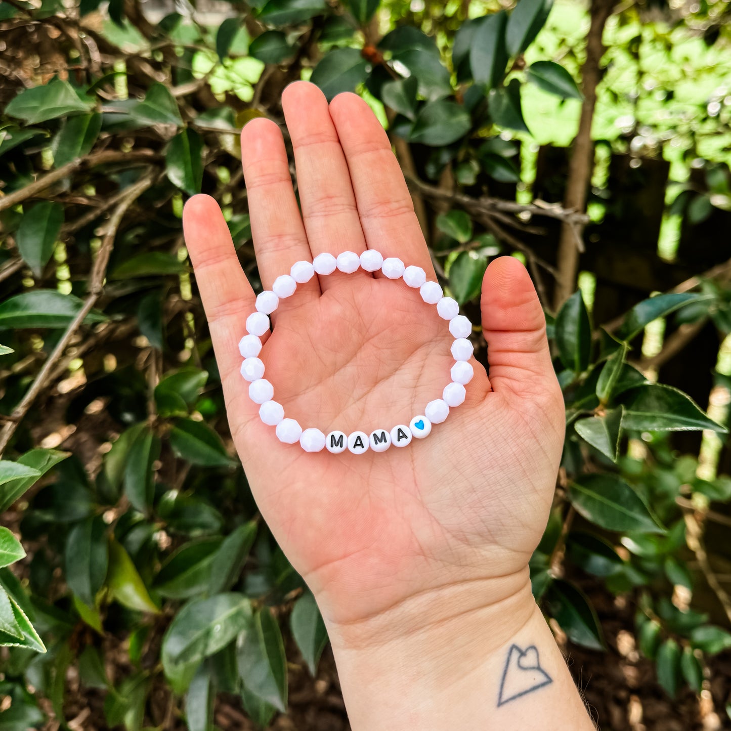 Blue Heart White Mama Bracelet