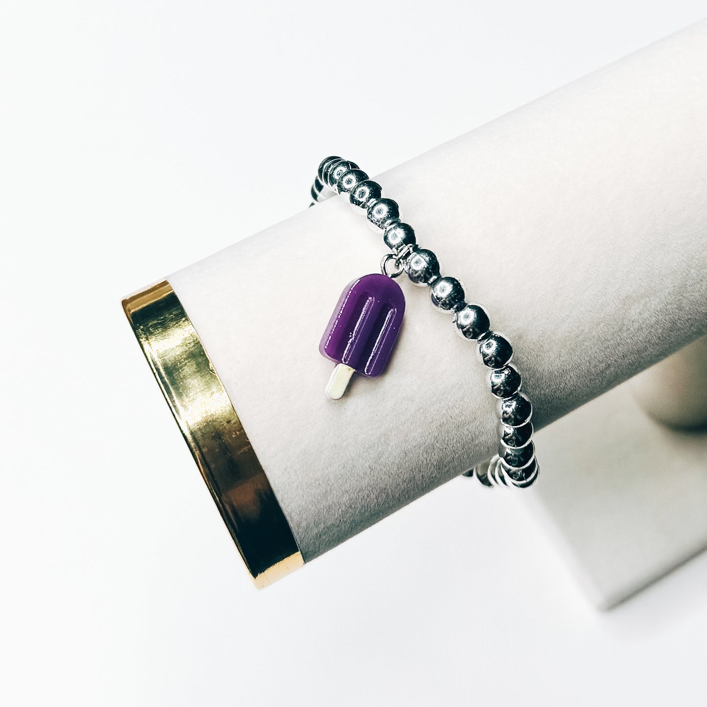 Purple & Silver Popsicle Charm Bracelet