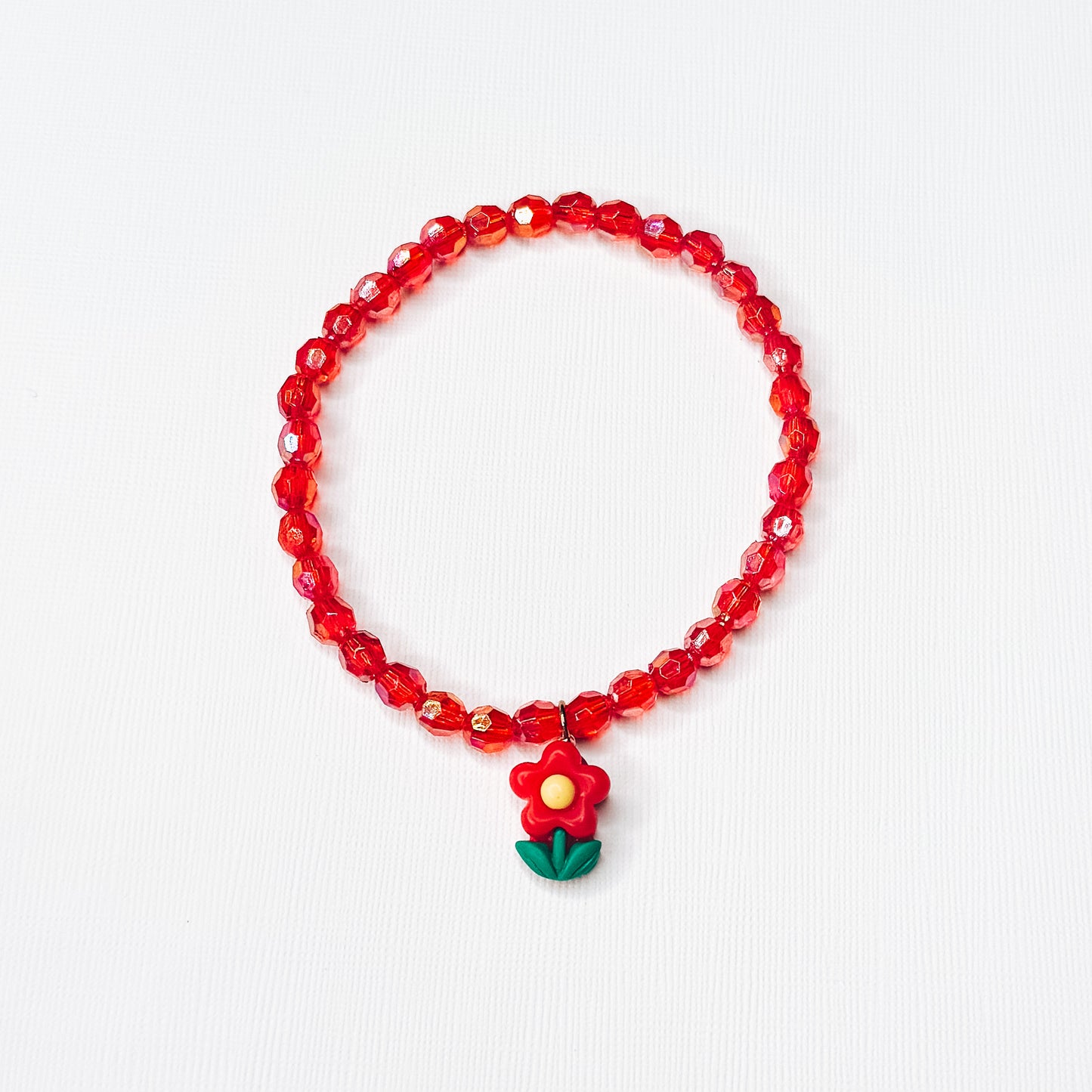 Red Flower Charm Bracelet