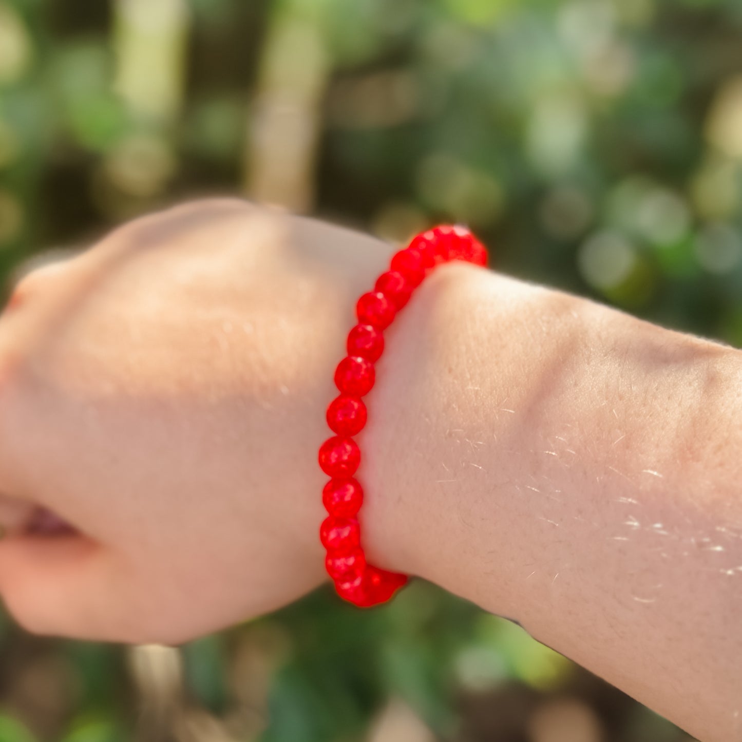 Red Crackle Beaded Bracelet