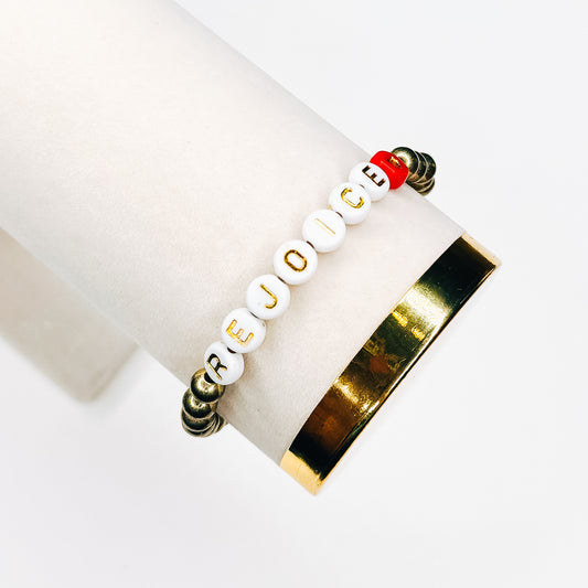 Rejoice Gold & Red Heart Bracelet