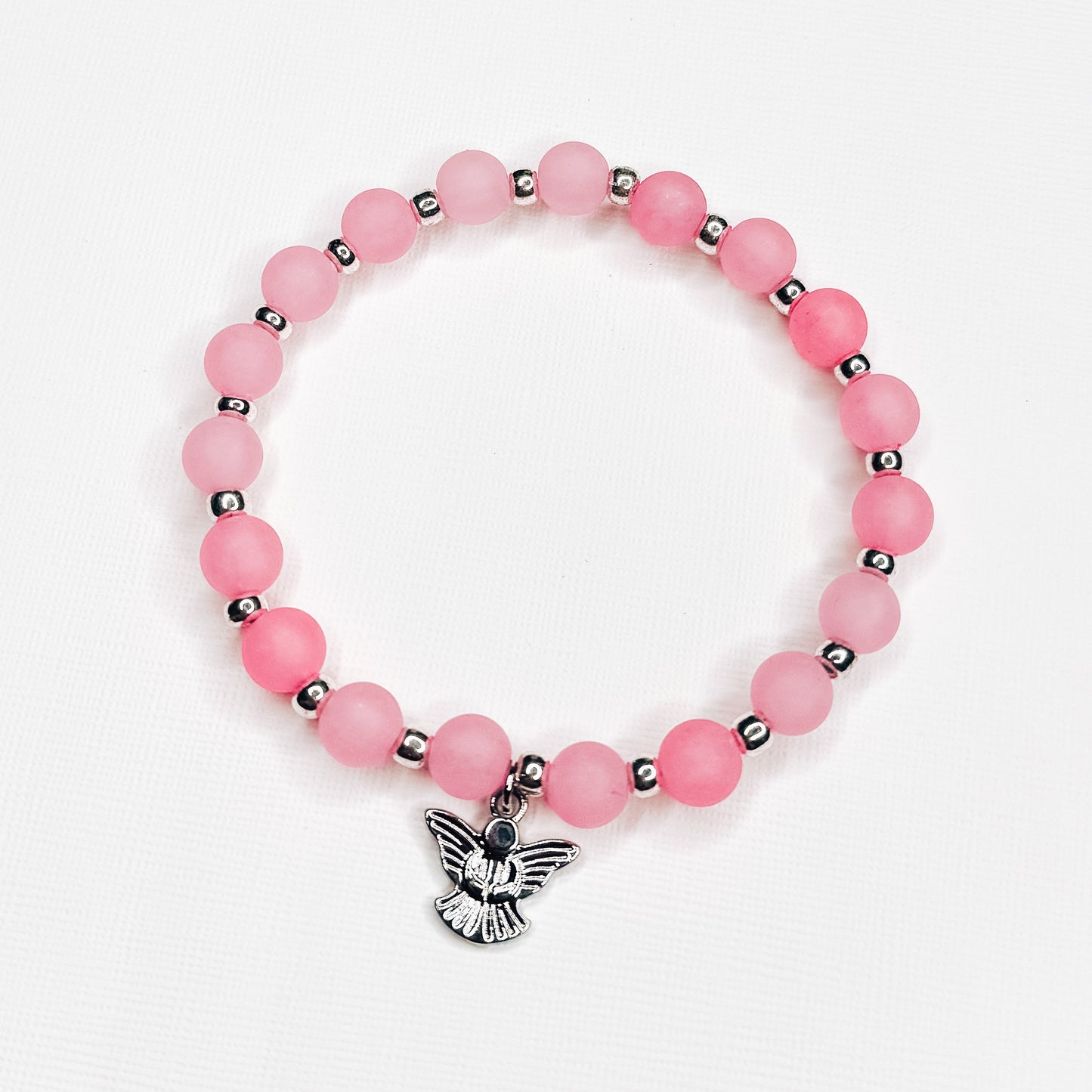 Pink & Silver Angel Charm Bracelet