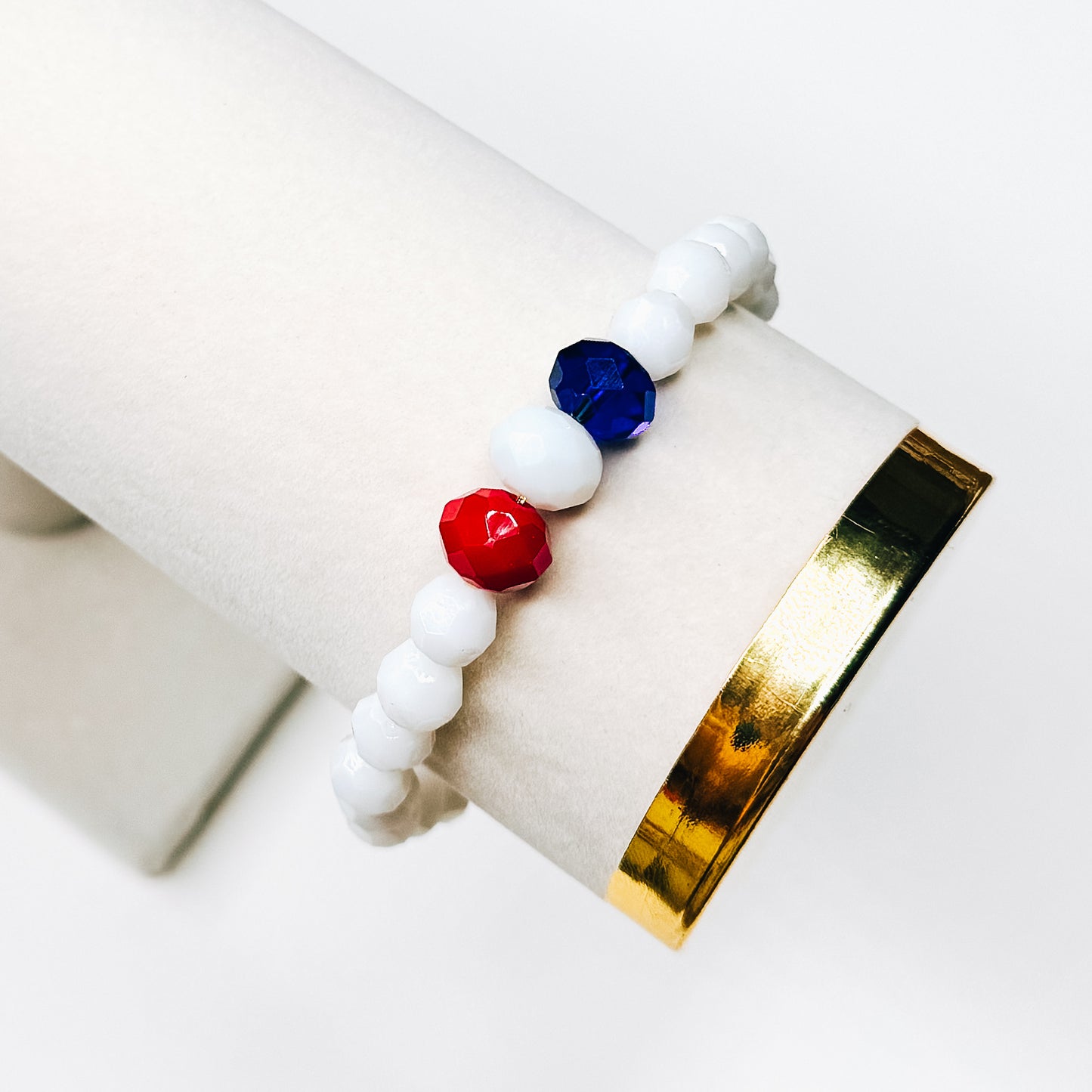 White Red & Blue Accent Bracelet