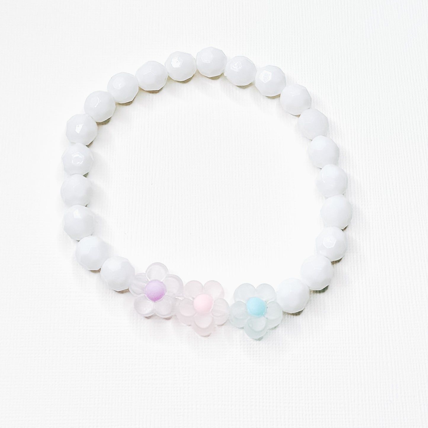 White Flower Bracelet (Purple, Pink, Blue)