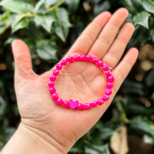 Hot Pink Mouse Charm Bracelet