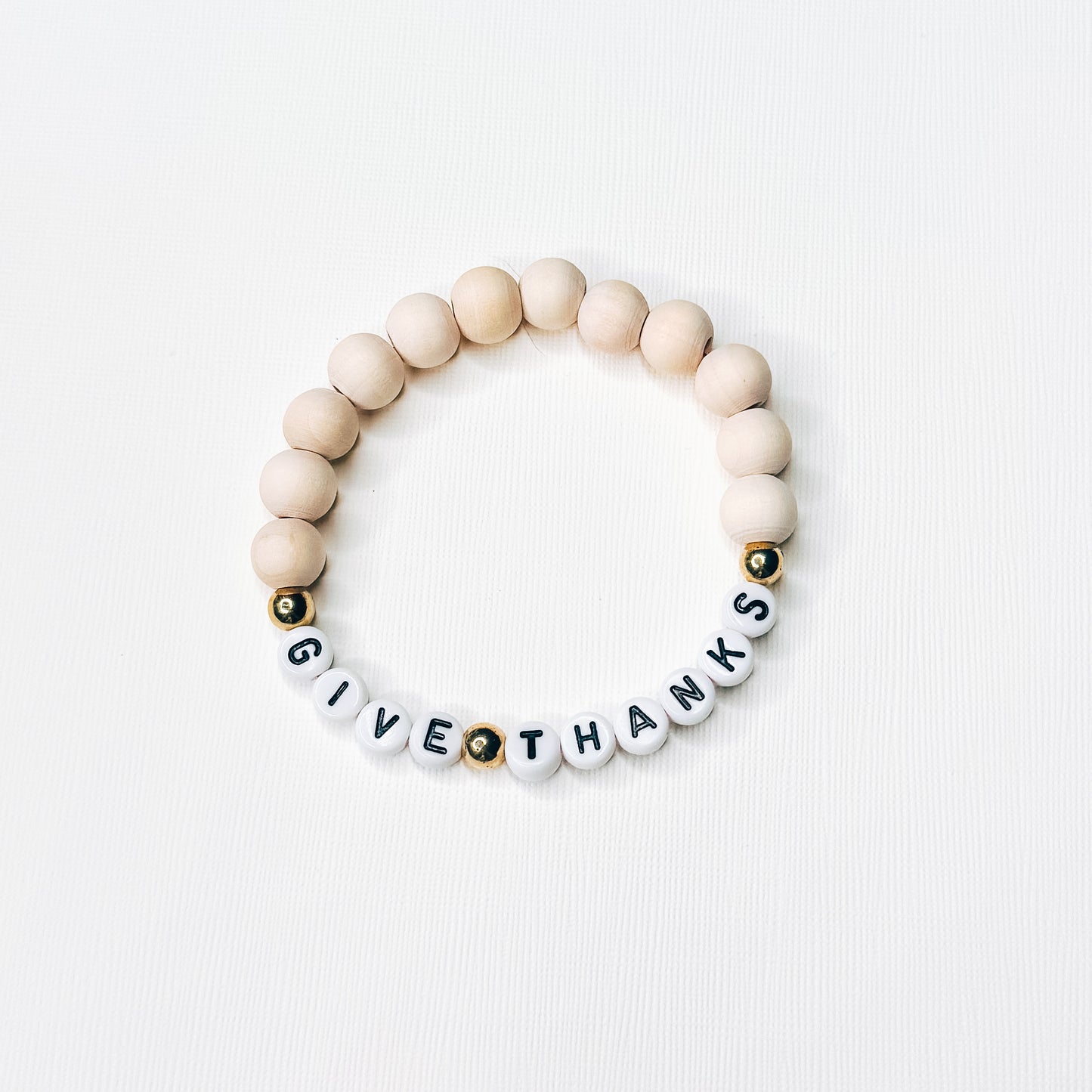 Give Thanks Wooden Beaded Bracelet