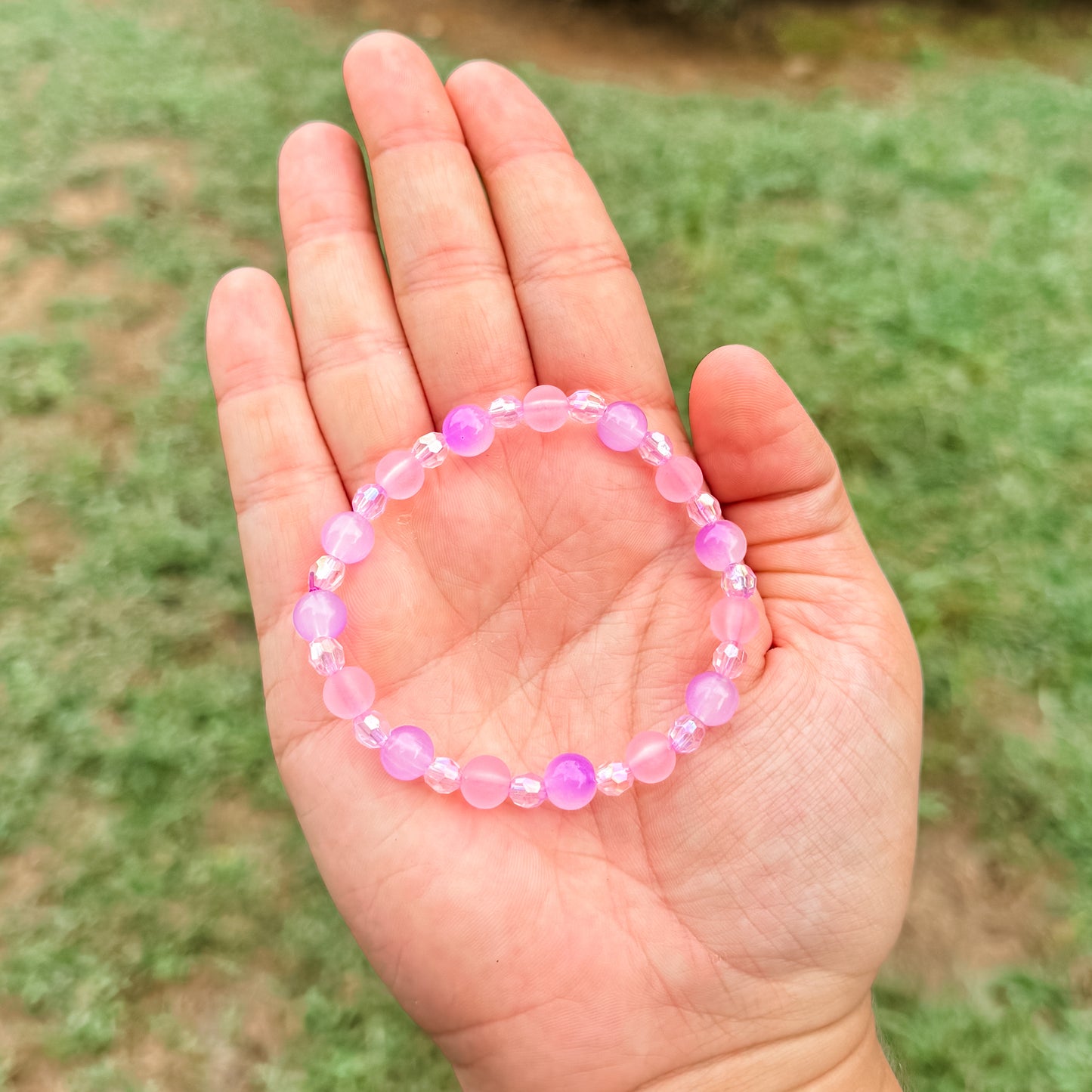 Pink & Purple Glass Beaded Mix Bracelet