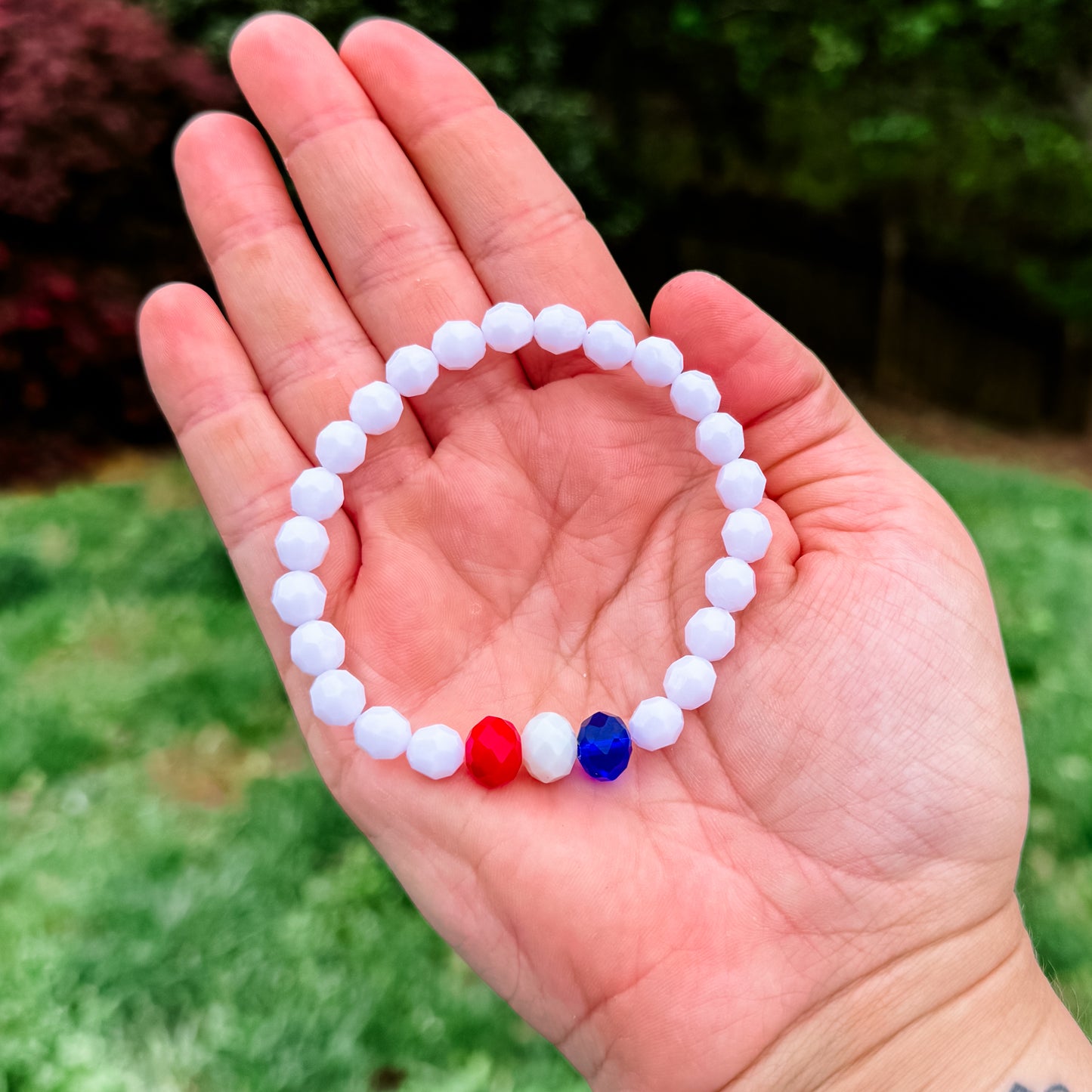 White Red & Blue Accent Bracelet