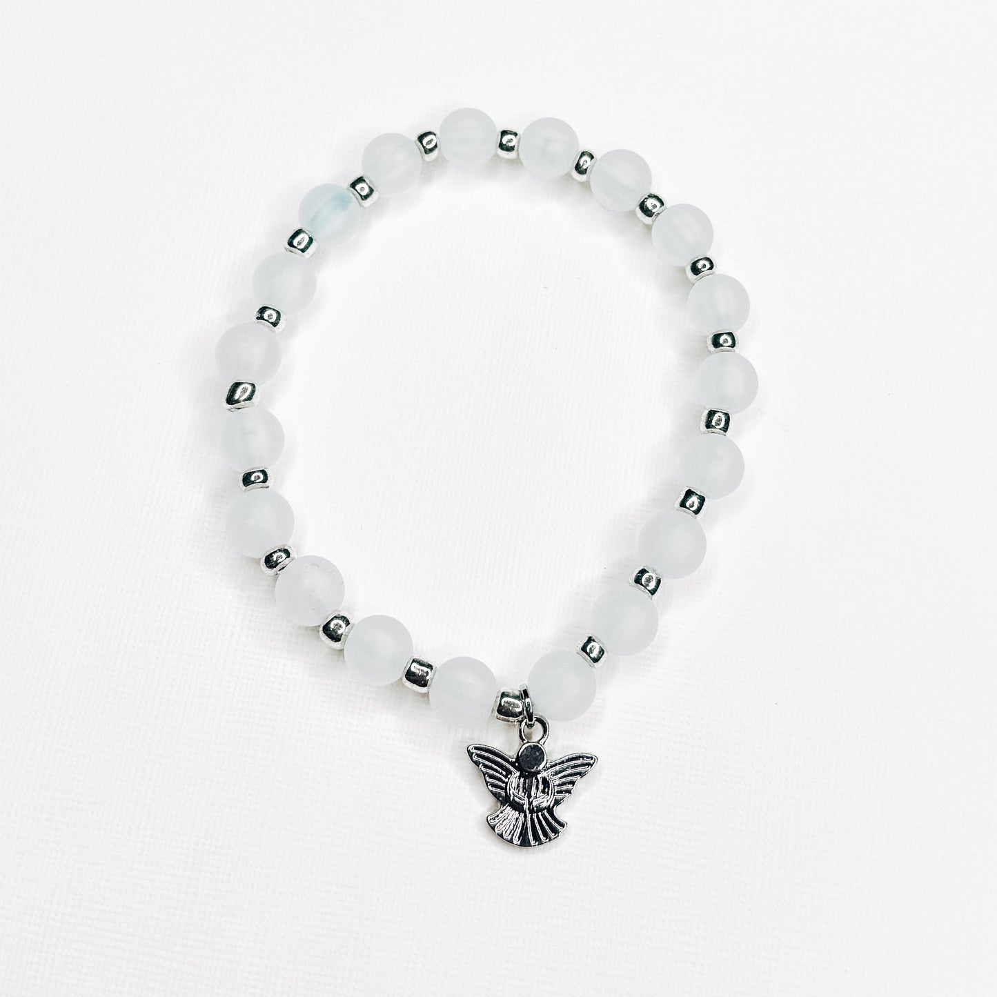 Frost White & Silver Angel Charm Bracelet