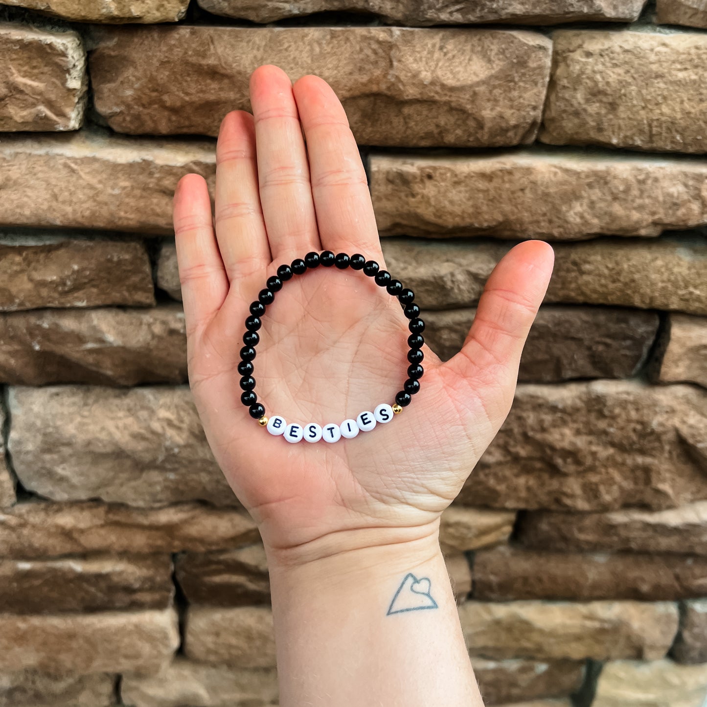 Besties Black Beaded Bracelet