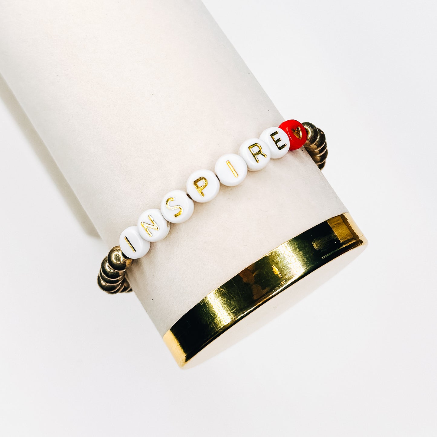 Inspire Gold & Red Heart Bracelet