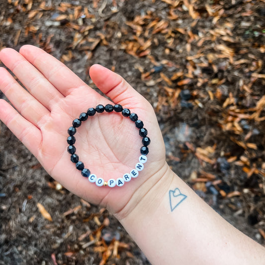 Co-Parent Black Beaded Bracelet