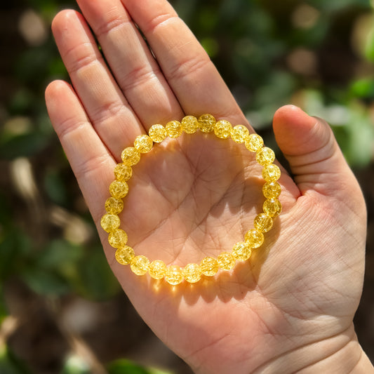 Yellow Crackle Beaded Bracelet