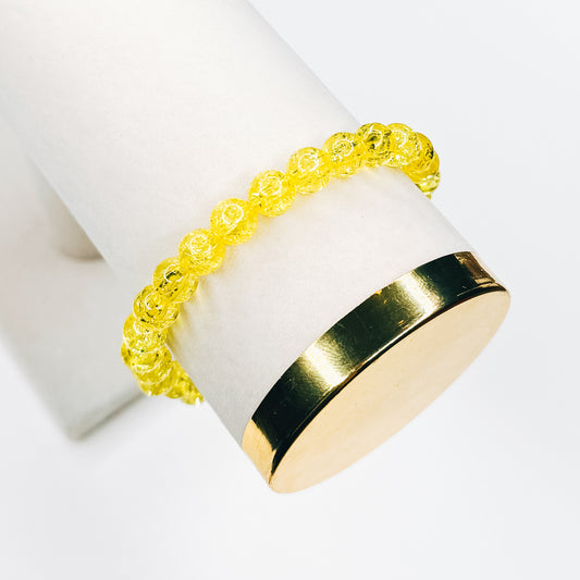 Yellow Crackle Beaded Bracelet