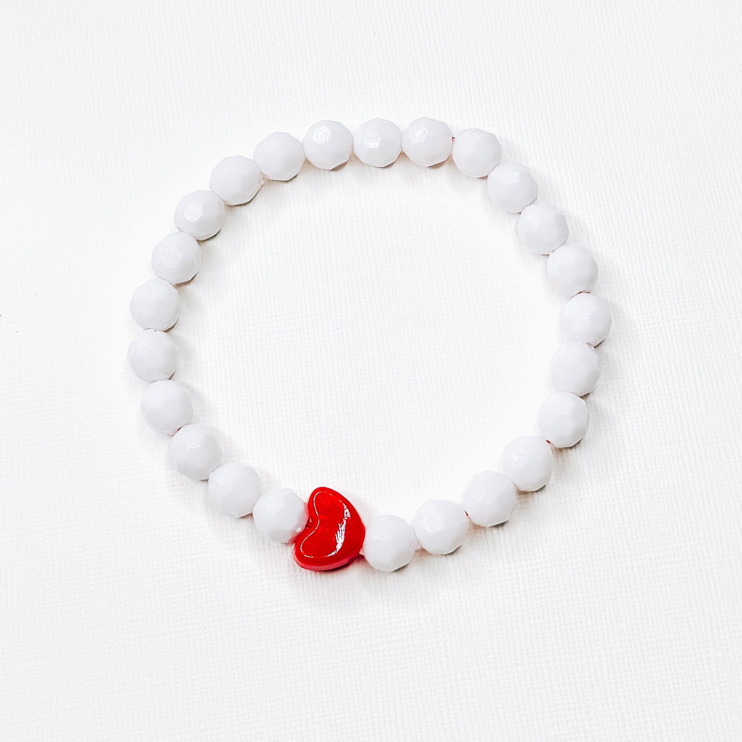 White & Red Heart Bracelet