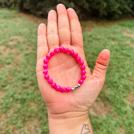 Silver & Hot Pink Bar Accent Bracelet