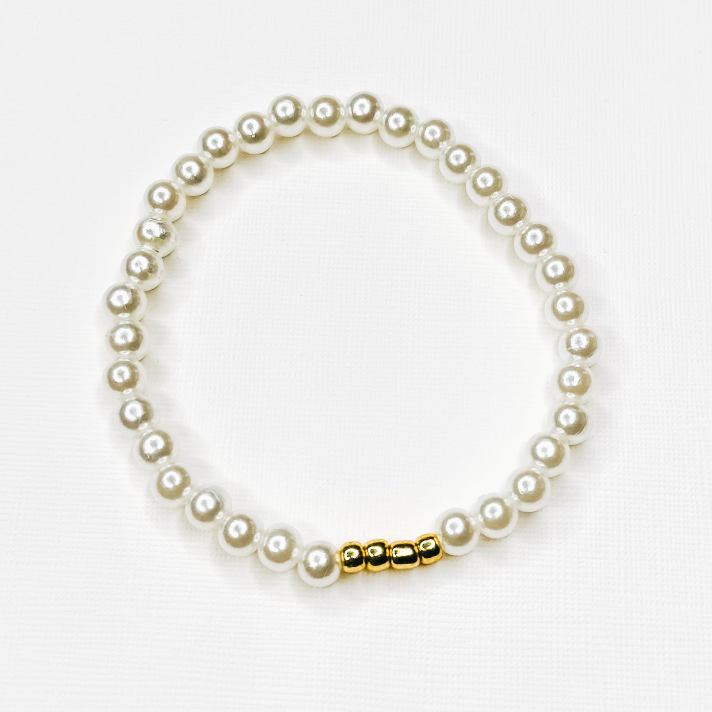 Gold Accent Beaded Pearl Bracelet