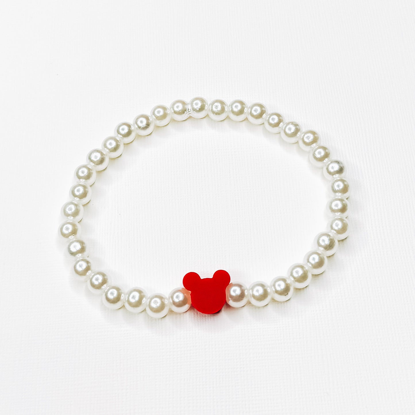 Red Mouse Charm Pearl Bracelet