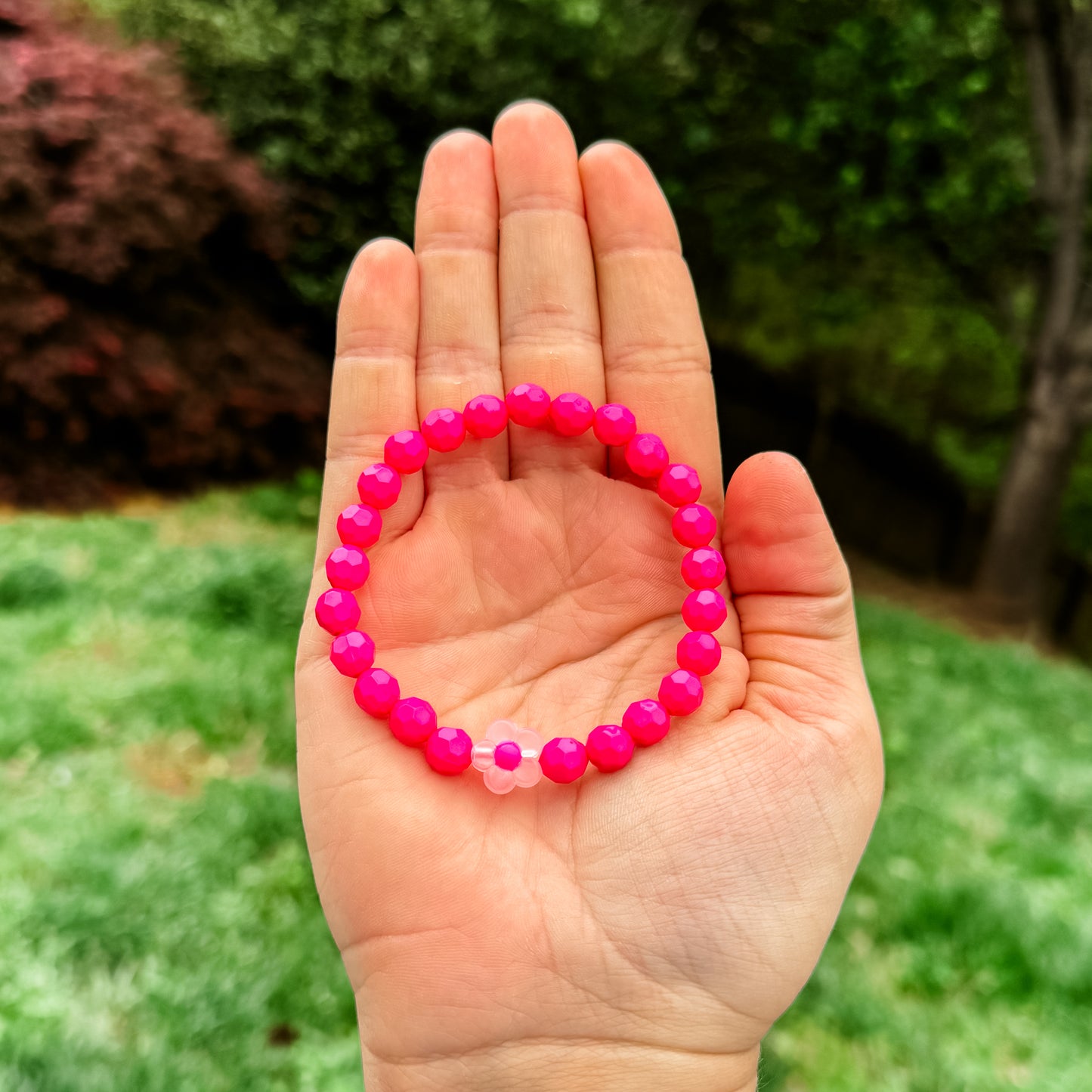 Hot Pink Flower Bracelet