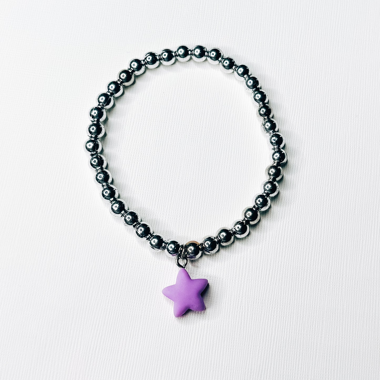 Silver & Purple Star Charm Bracelet