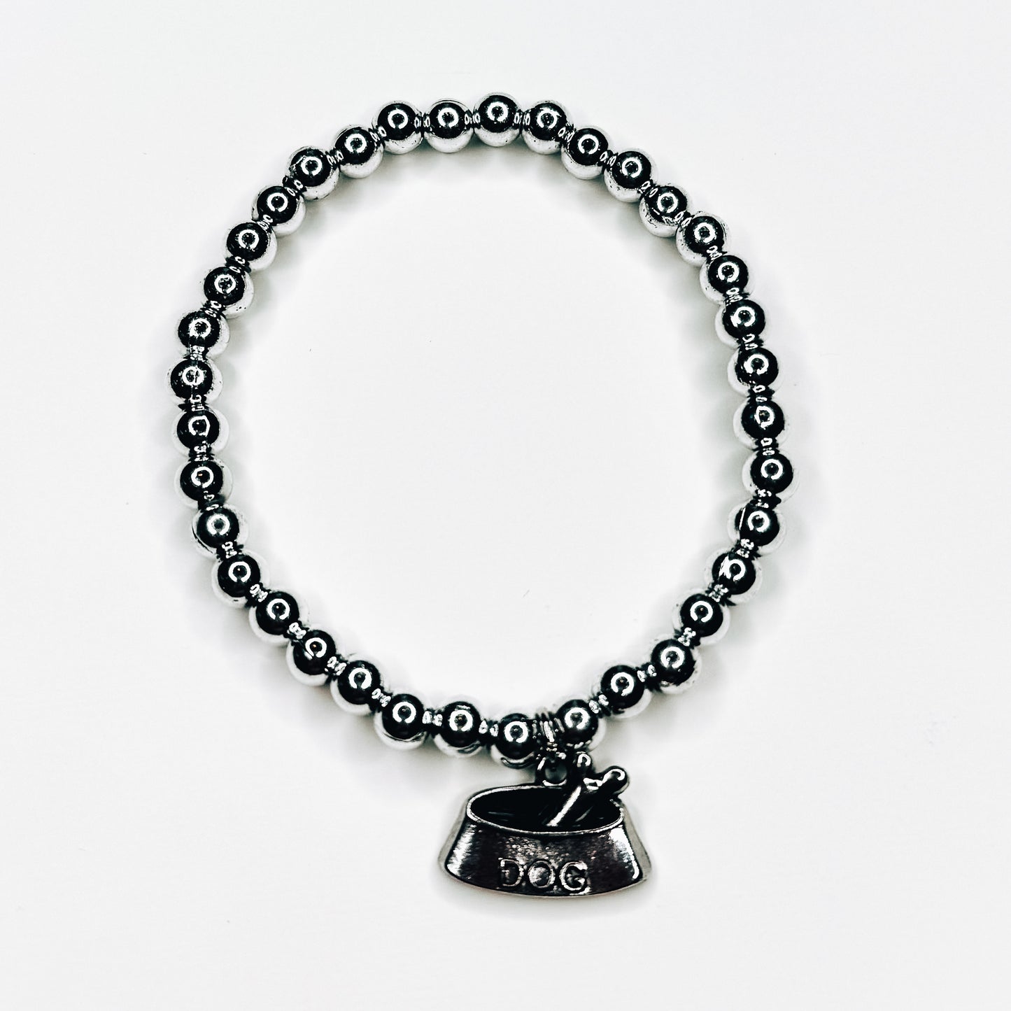 Silver Puppy Bowl Charm Bracelet