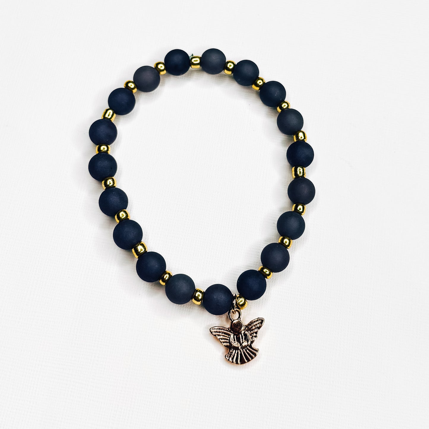 Grey & Gold Angel Charm Bracelet