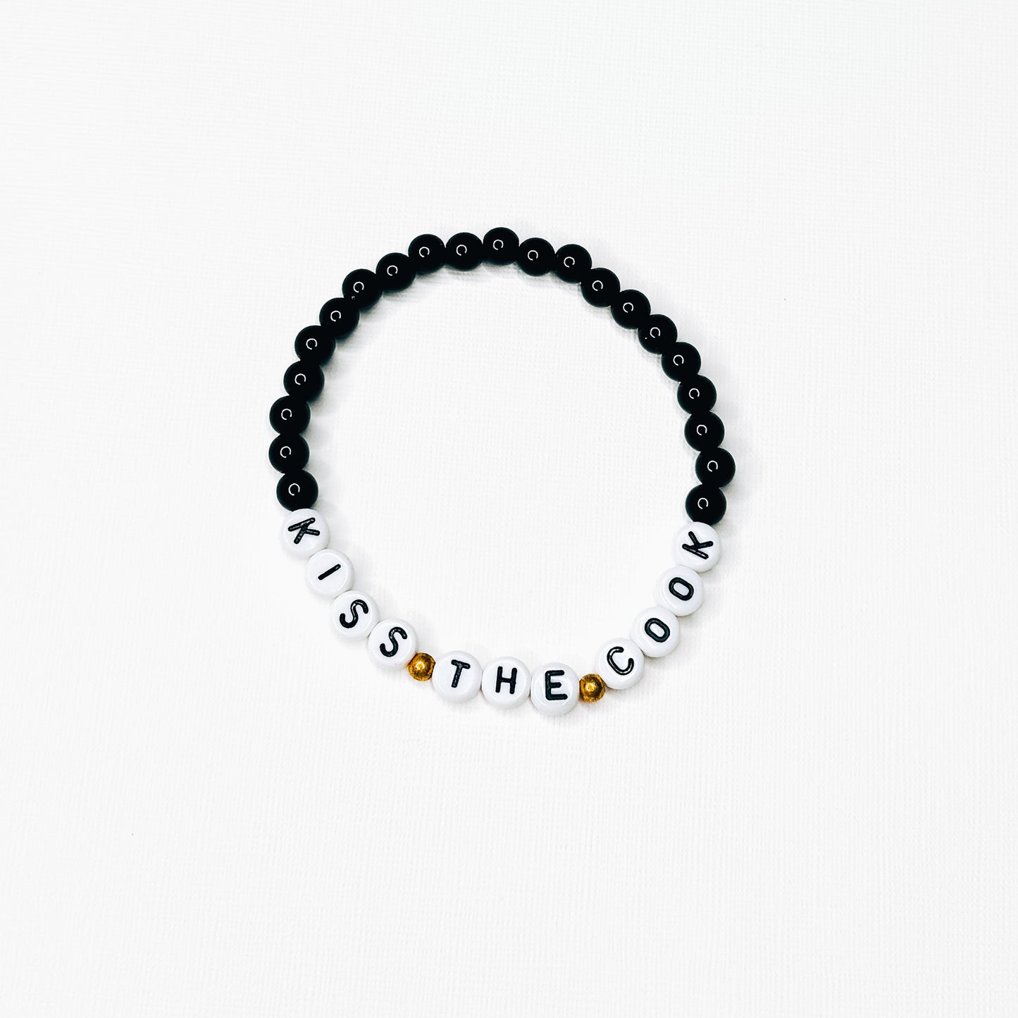 Kiss The Cook Black Beaded Bracelet