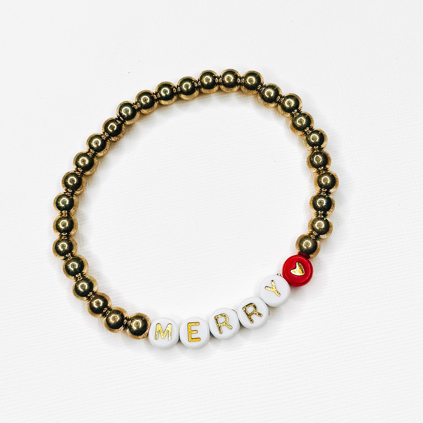 Merry Gold & Red Heart Bracelet