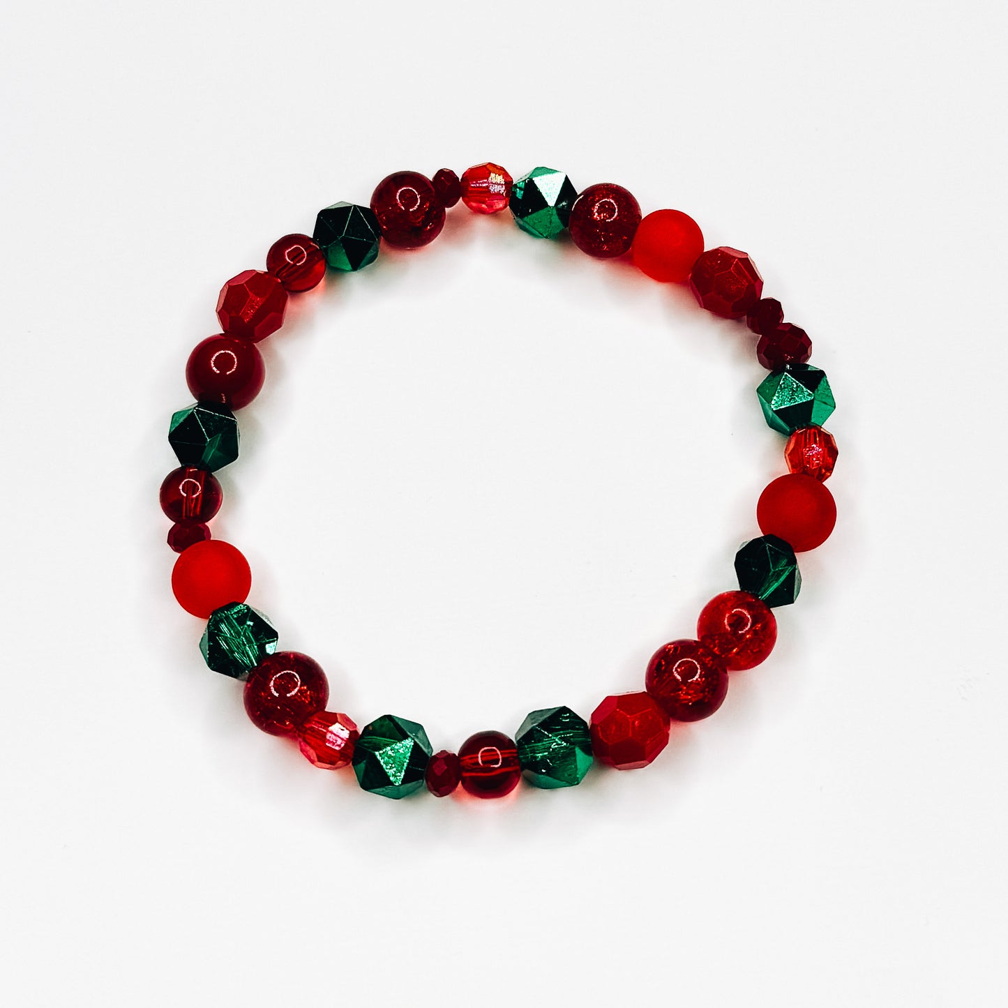 Red & Green Mix Beaded Bracelet