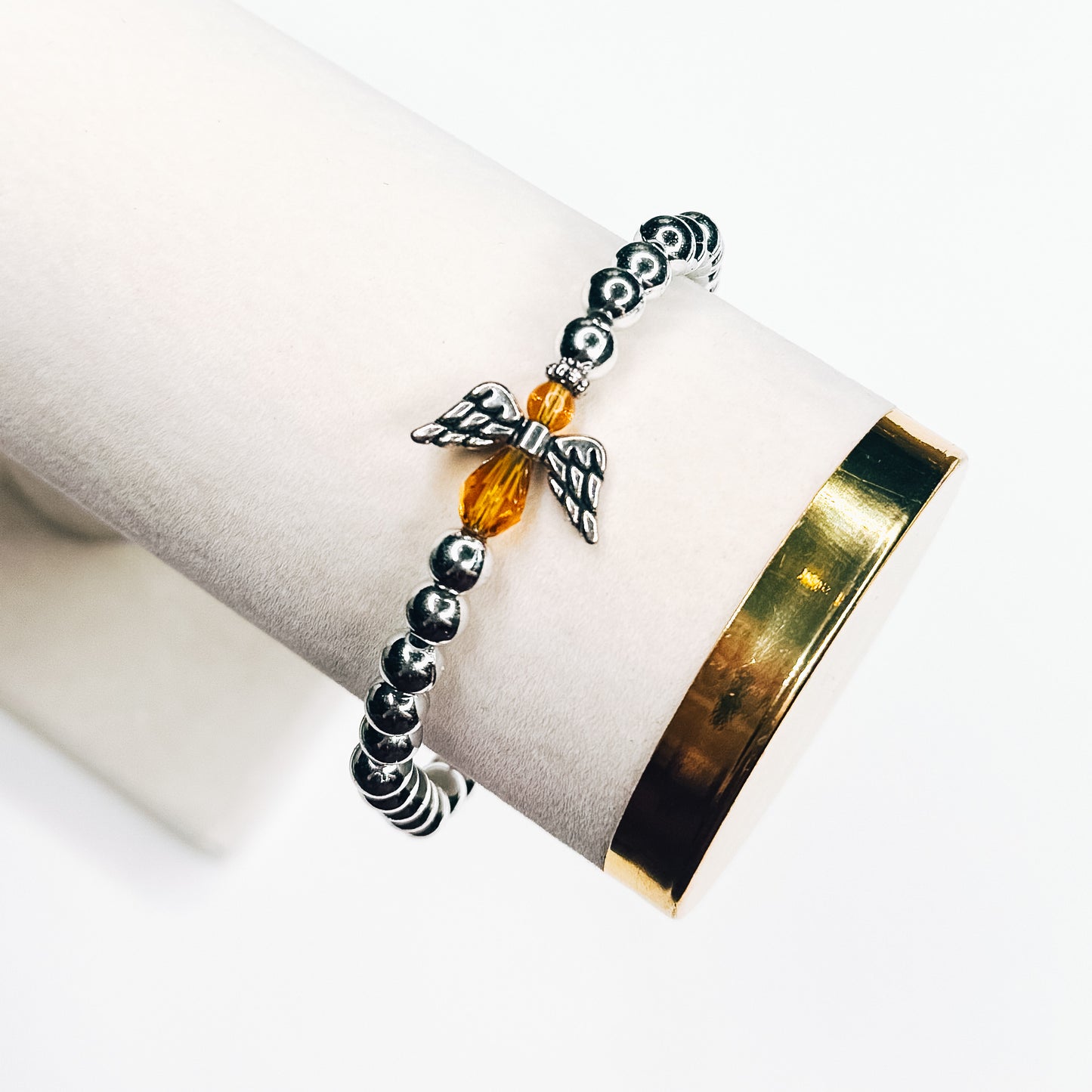 Orange & Silver Angel Bracelet