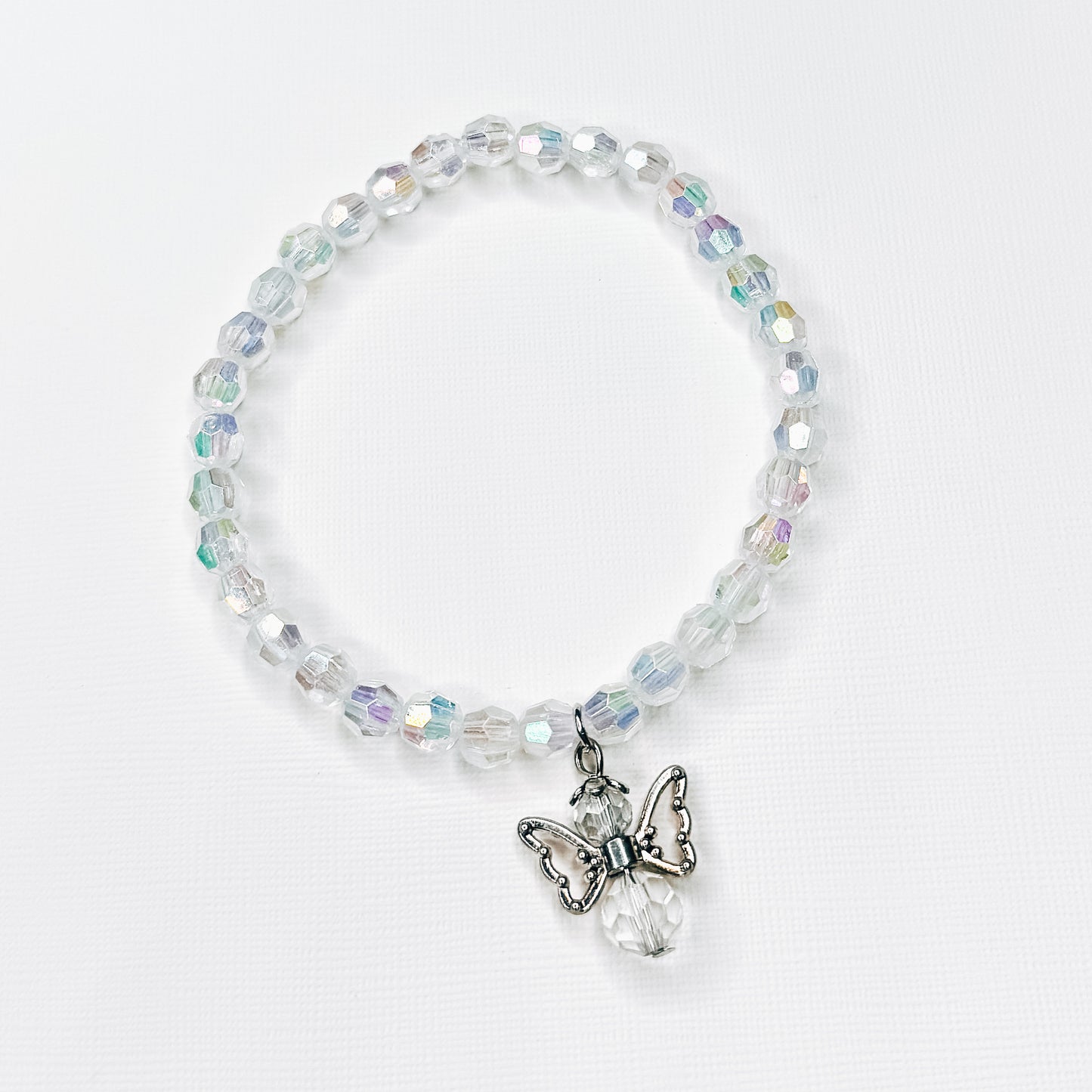 Dainty Iridescent Angel Charm Bracelet