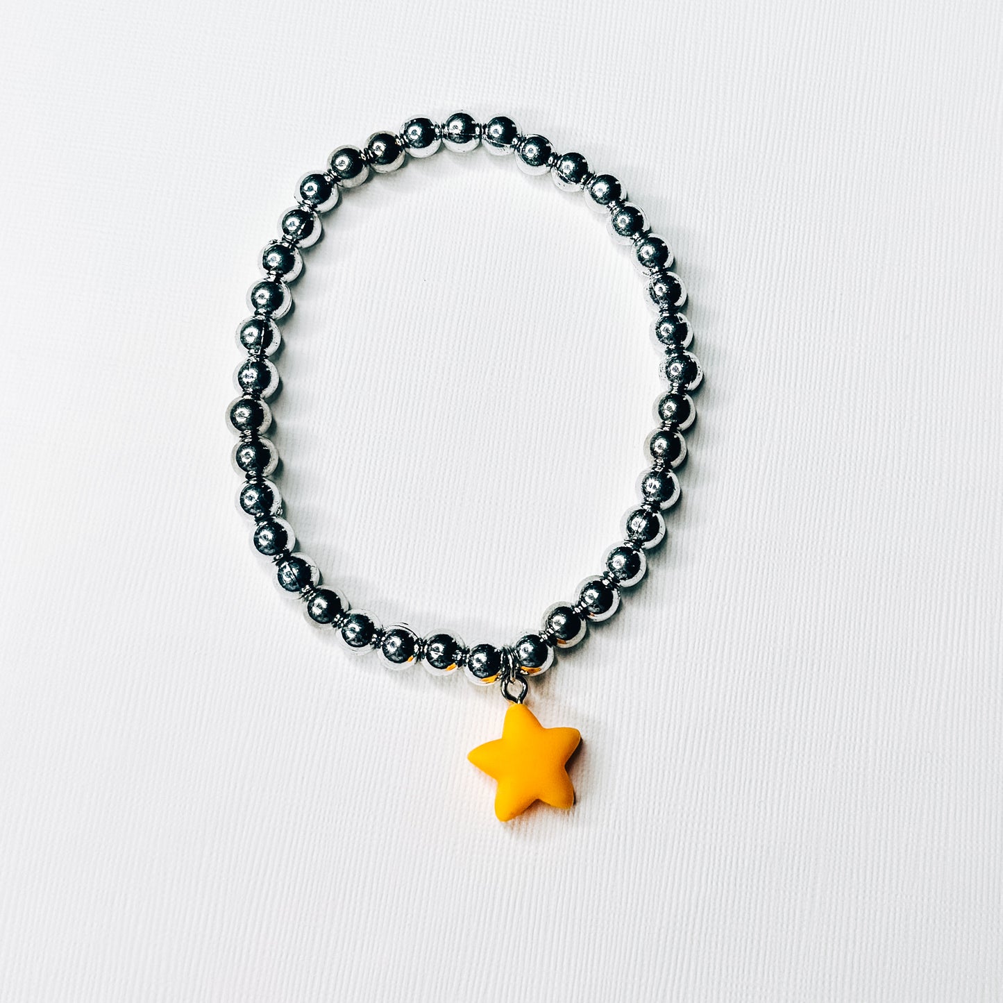 Silver & Yellow Star Charm Bracelet