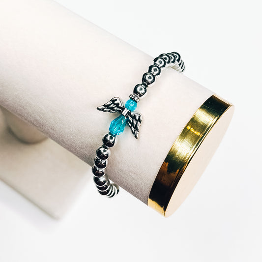 Aqua & Silver Angel Bracelet