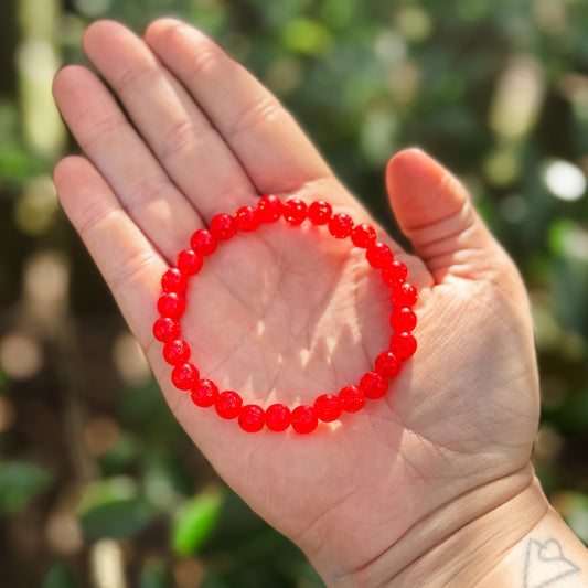 Red Crackle Beaded Bracelet