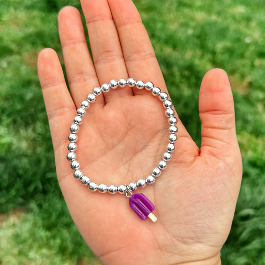 Purple & Silver Popsicle Charm Bracelet