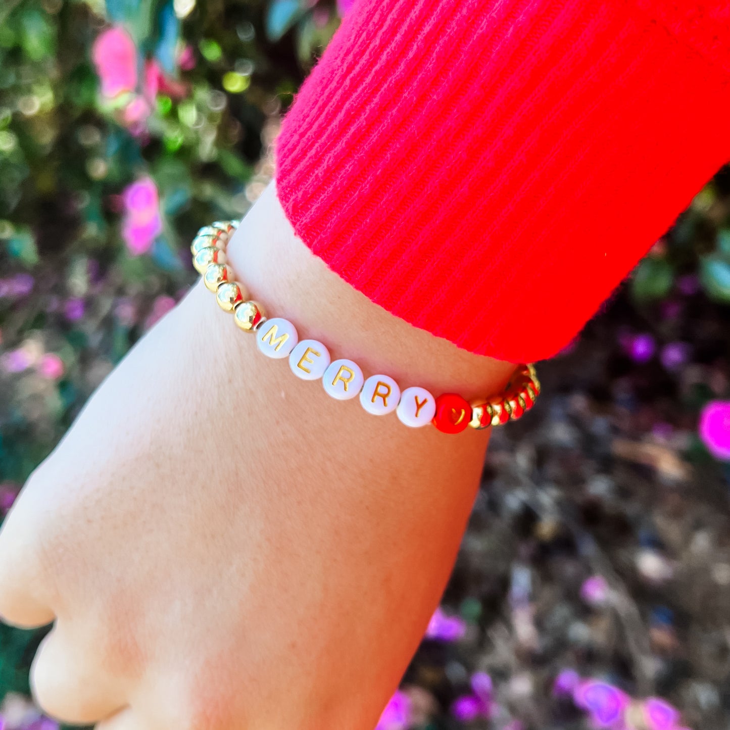 Merry Gold & Red Heart Bracelet