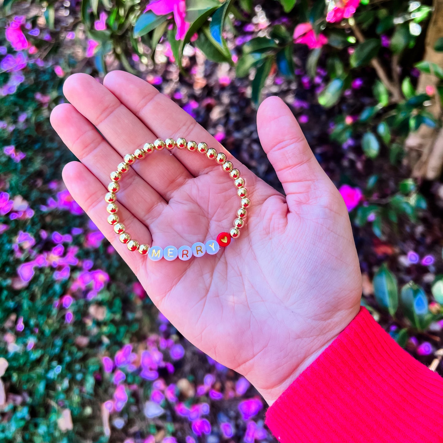 Merry Gold & Red Heart Bracelet