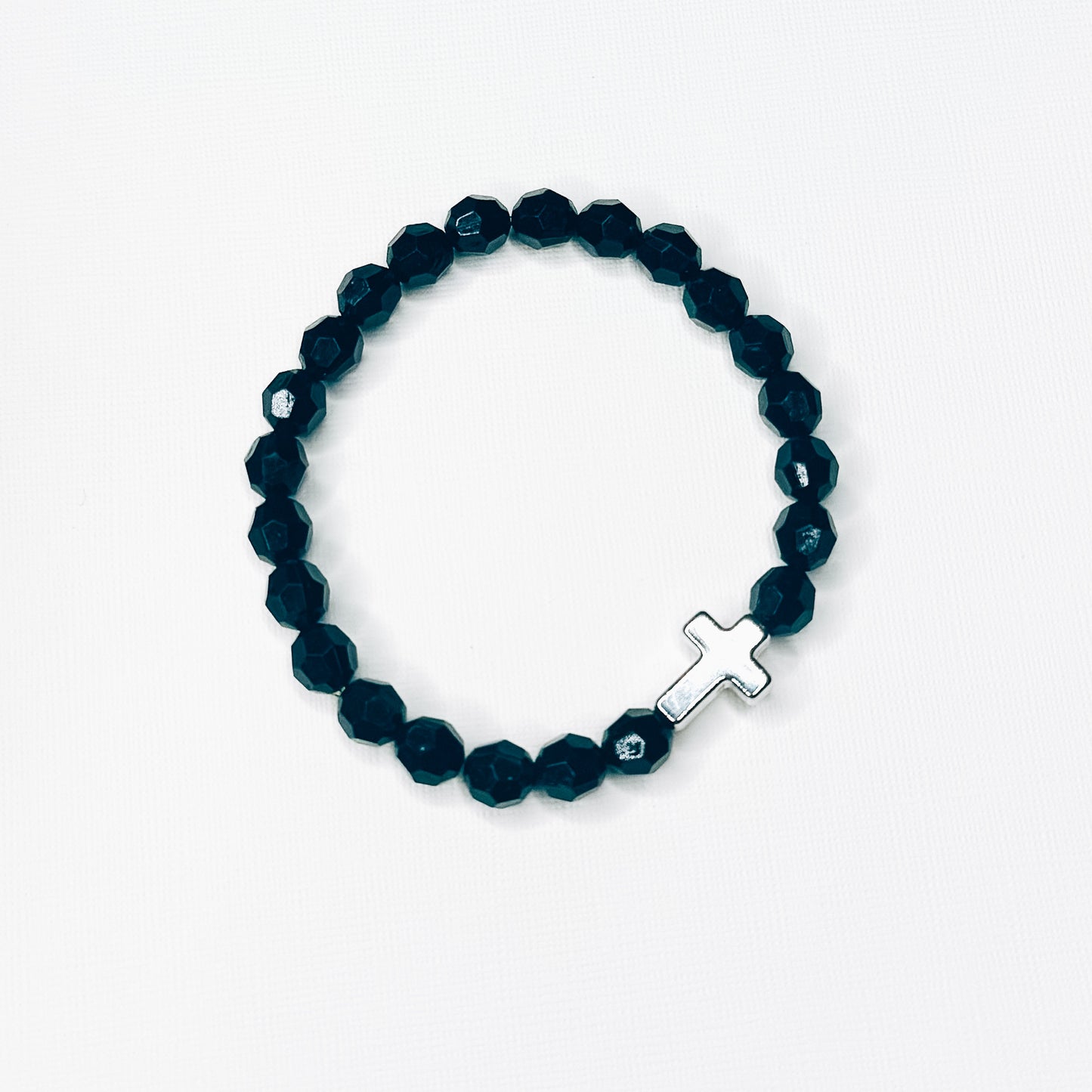 Black Silver Cross Bracelet