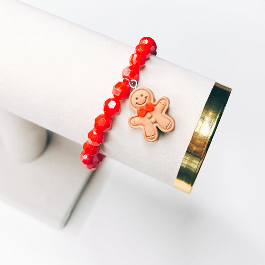 Red Gingerbread Charm Bracelet